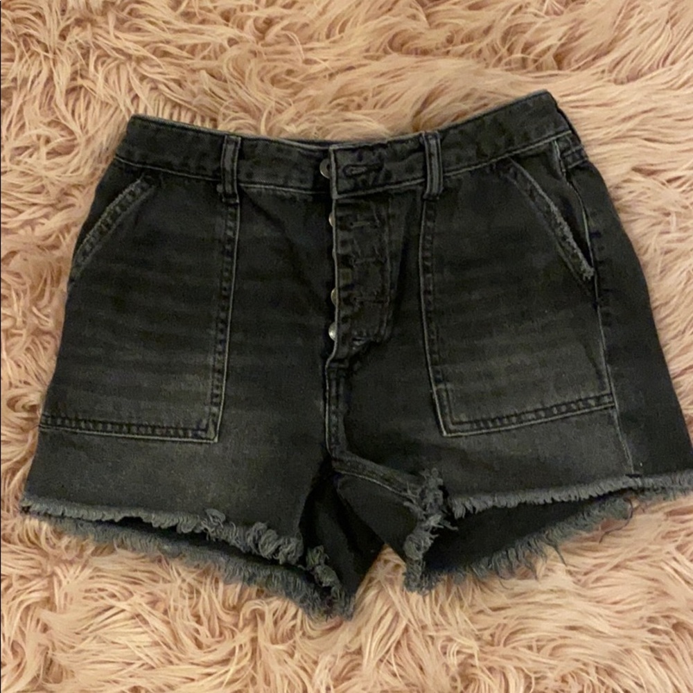free people cargo denim shorts